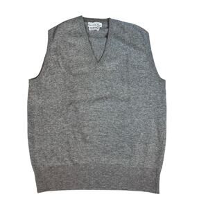 Vintage Christian Dior 100% Pure Cashmere Sweater‎ Vest V-Neck Grey Men's 44